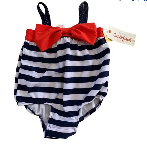 Cat and Jack Girls 6-9M One Piece Swimsuit UPF 50+ Rating UV Protection NEW - Picture 1 of 5